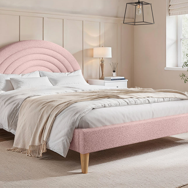 Ava Pink Boucle Double Bed
