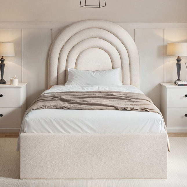 Ava Single Ottoman Bed Cream Boucle