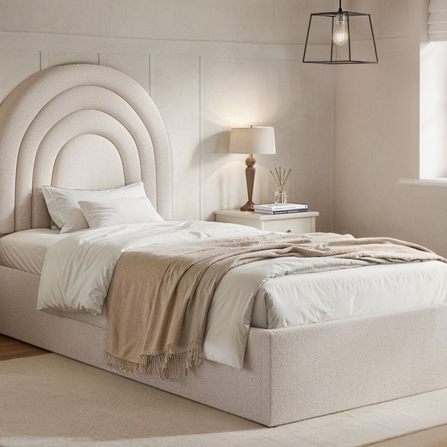 Ava Single Ottoman Bed Cream Boucle
