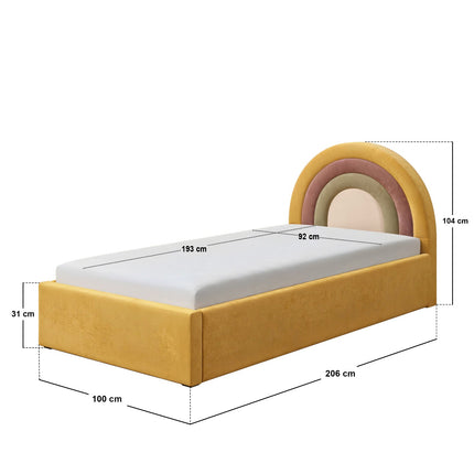 Ava Single Ottoman Bed Mustard Velvet