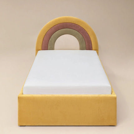 Ava Single Ottoman Bed Mustard Velvet