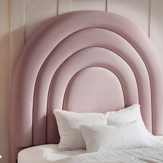 Ava Single Ottoman Bed Pink Velvet