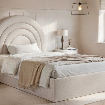 Ava Small Double Ottoman Bed Cream Boucle