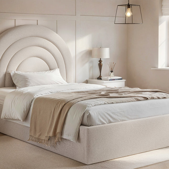 Ava Small Double Ottoman Bed Cream Boucle