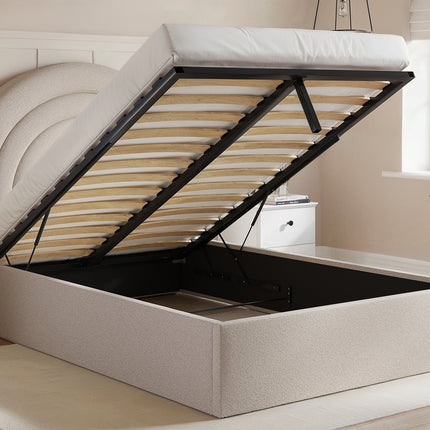 Ava Small Double Ottoman Bed Cream Boucle