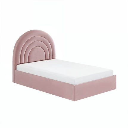 Ava Small Double Ottoman Bed Pink Velvet