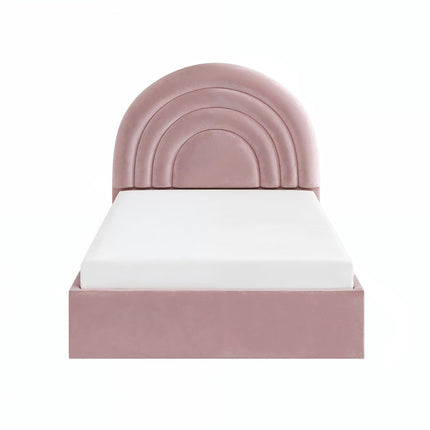 Ava Small Double Ottoman Bed Pink Velvet