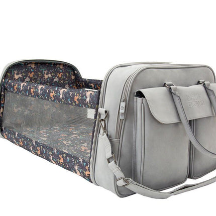 Baby Travel Crib Changing Bag - Vegan Leather Whisper Grey - POD ®