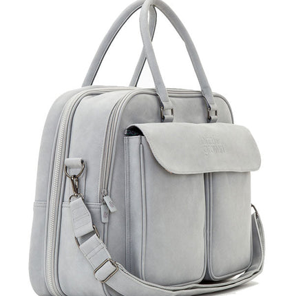 Baby Travel Crib Changing Bag - Vegan Leather Whisper Grey - POD ®