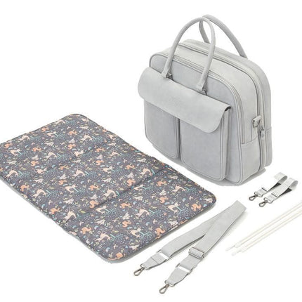 Baby Travel Crib Changing Bag - Vegan Leather Whisper Grey - POD ®