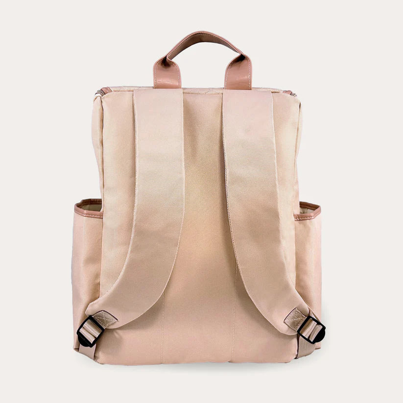 Rear image of the backpack showing the adjustable straps and the top grab handle.