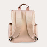 Rear image of the backpack showing the adjustable straps and the top grab handle.