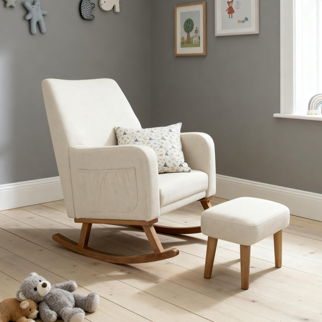 Callie Nursing Chair with Stool - Ivory