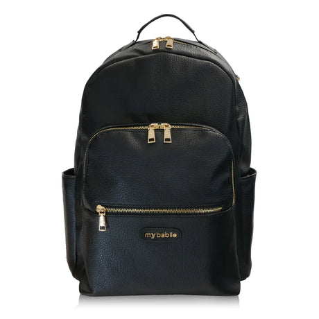 Changing Backpack showing 3 zipped pockets and 2 open side pockets.