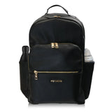 Changing Backpack showing both side pockets with different shaped bottles.