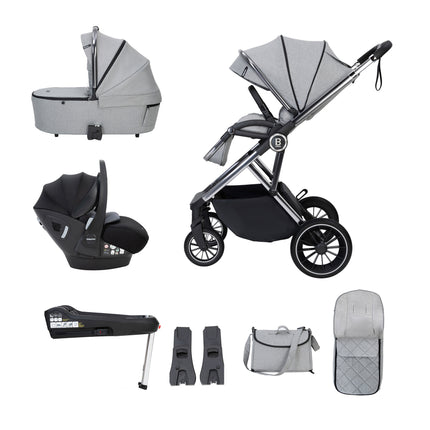 Chia Travel System with Pecan Car Seat + Base - Pearl Grey