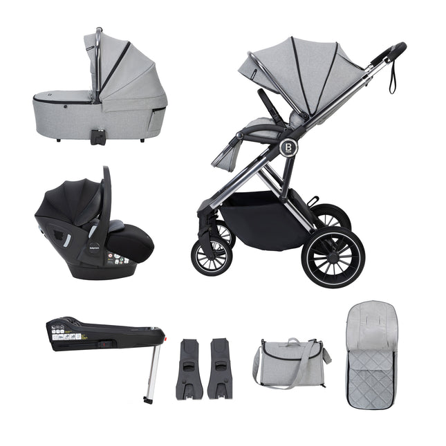 Chia Travel System with Pecan Car Seat + Base - Pearl Grey