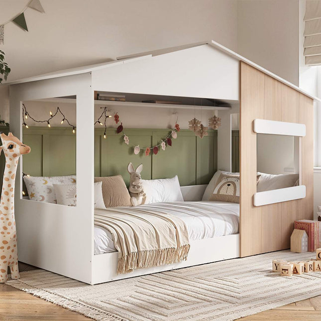 Dreamland House Bed White & Oak