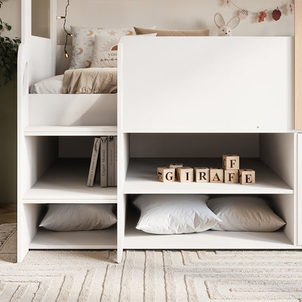 Dreamland House Bed with Storage White & Oak