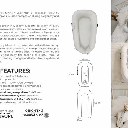 Noordi 2in1 Baby Nest & Maternity Pillow – Pregnancy to Baby Sleep Support