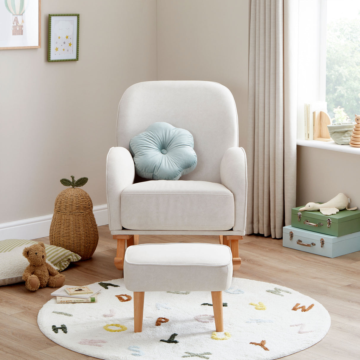 Freya Nursing Chair with Stool - Cream