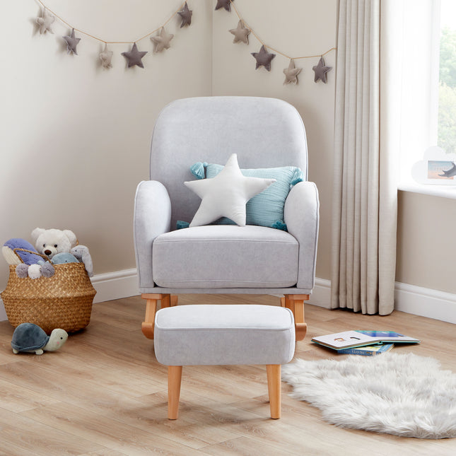 Freya Nursing Chair with Stool - Grey