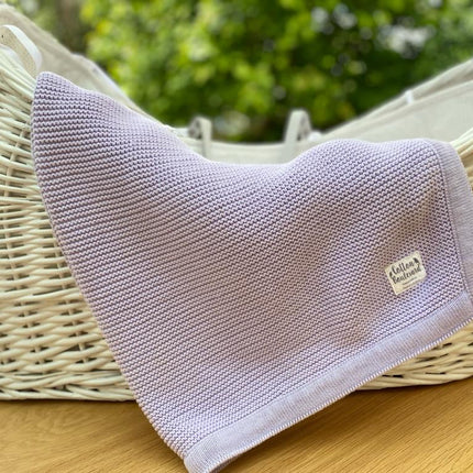 Lavender Organic Cotton Knitted Baby Blanket – 100 X 80cm