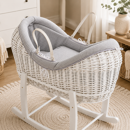 Wicker Deluxe Pod Baby Moses Basket With Stand