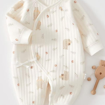 The Woodland Bear Boucle Wrap Baby Grow Romper