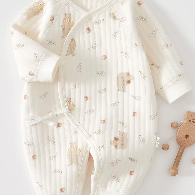 The Woodland Bear Boucle Wrap Baby Grow Romper