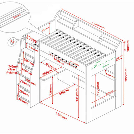 Cosmic High Sleeper Frame - White