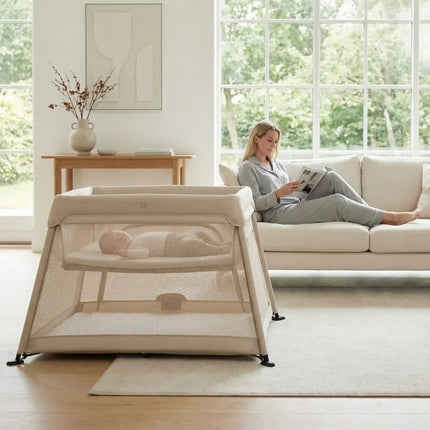 Airpod 3 Travel Cot Includes Newborn Bassinet Insert - Beige