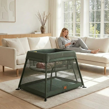 Airpod 3 Travel Cot Includes Newborn Bassinet Insert - Green