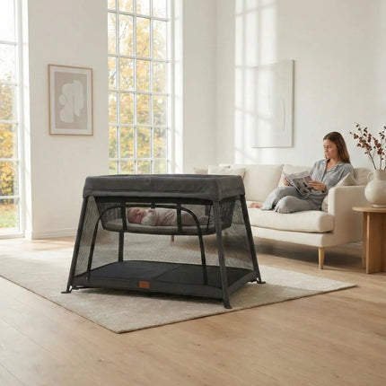 Airpod 3 Travel Cot Includes Newborn Bassinet Insert - Dark Grey