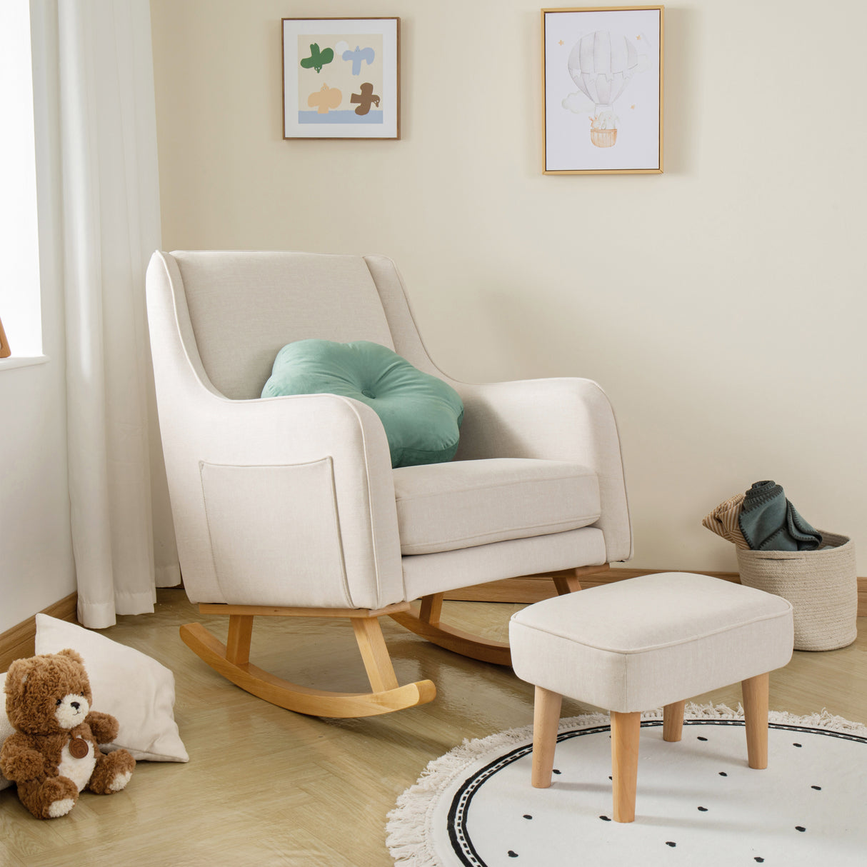 Ida Nursing Chair with Stool - Ivory