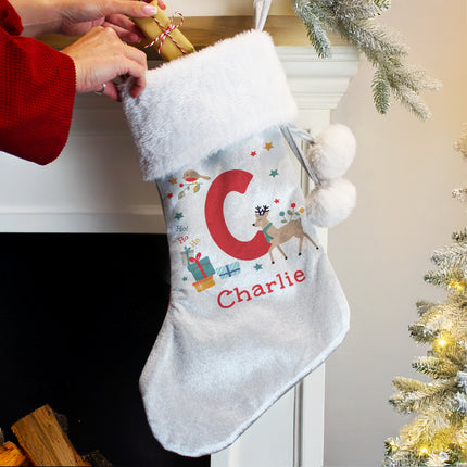 Reindeer Initial Christmas Stocking - Personalised