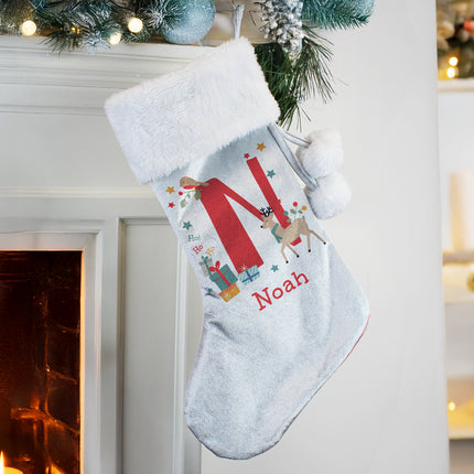 Reindeer Initial Christmas Stocking - Personalised