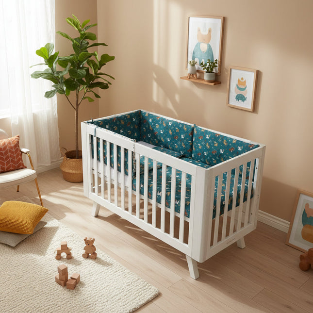 FORREST 3 Piece Reversible Cot Bed Set – Organic Cotton Baby Bedding - Jungle