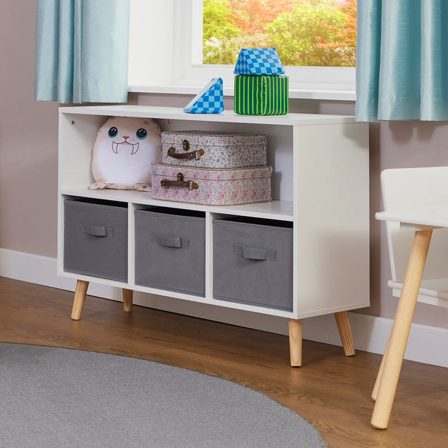 Kids Storage Shelf with Fabric Storage Bins
