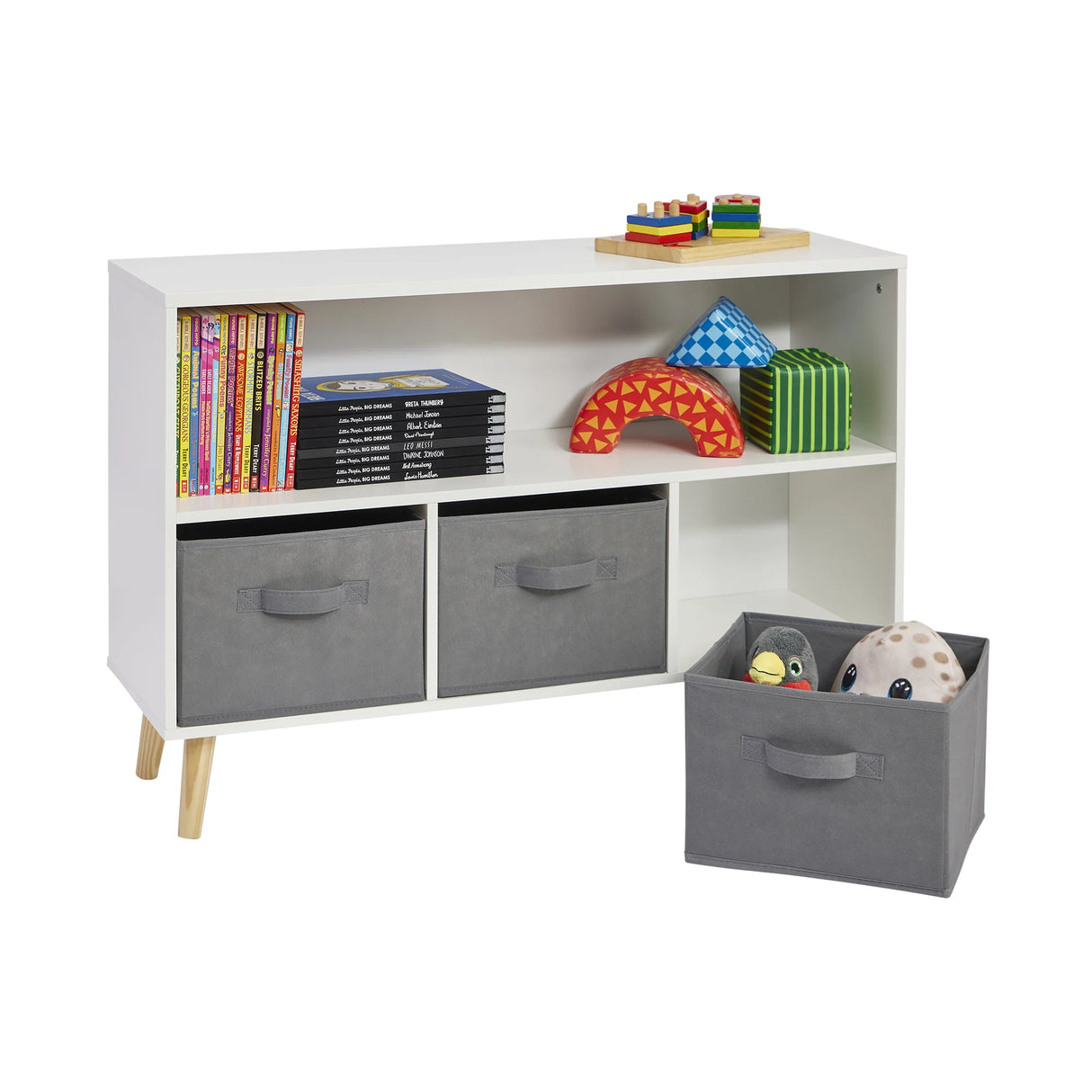 Kids Storage Shelf with Fabric Storage Bins