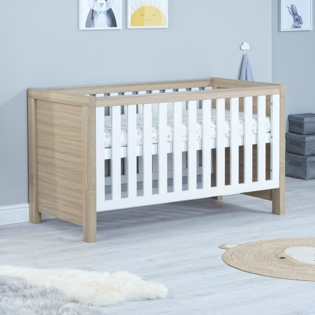 Luno Cot Bed - Oak & White