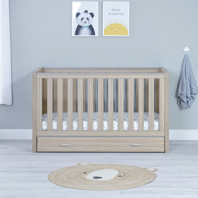 Luno Cot Bed + Drawer - Oak
