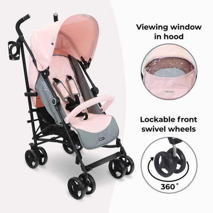 MB02 Lightweight Stroller - Pink & Grey