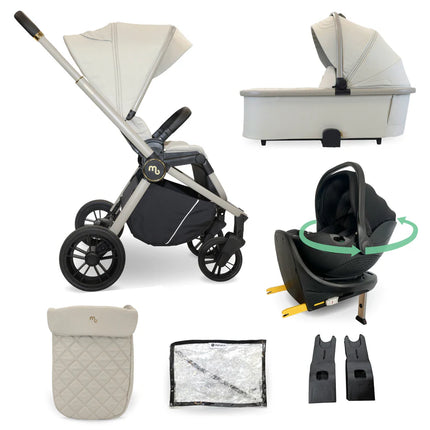 MB450i 3-in-1 Travel System + Rotating Car Seat & IsoFix Base- Ivory