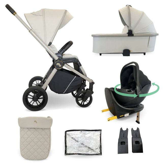 MB450i 3-in-1 Travel System + Rotating Car Seat & IsoFix Base- Ivory