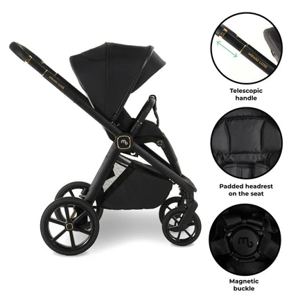 MB450 LUXE 3-in-1 Travel System with Rotating Car Seat + Toddler Seat + Base - Black