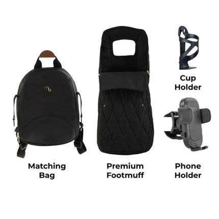 MB450 LUXE 3-in-1 Travel System with Rotating Car Seat + Toddler Seat + Base - Black