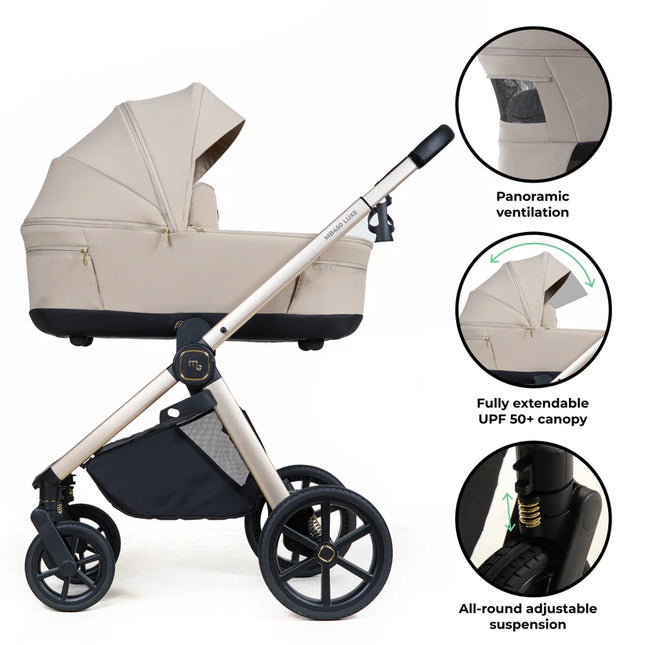 MB450 LUXE 3-in-1 Travel System with Rotating Car Seat + Base - Feather