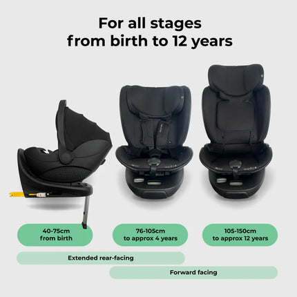 MB450 LUXE 3-in-1 Travel System with Rotating Car Seat + Toddler Seat + Base - Mink