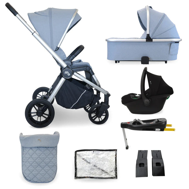 MB450i 3-in-1 Travel System + Car Seat & IsoFix Base- Steel Blue